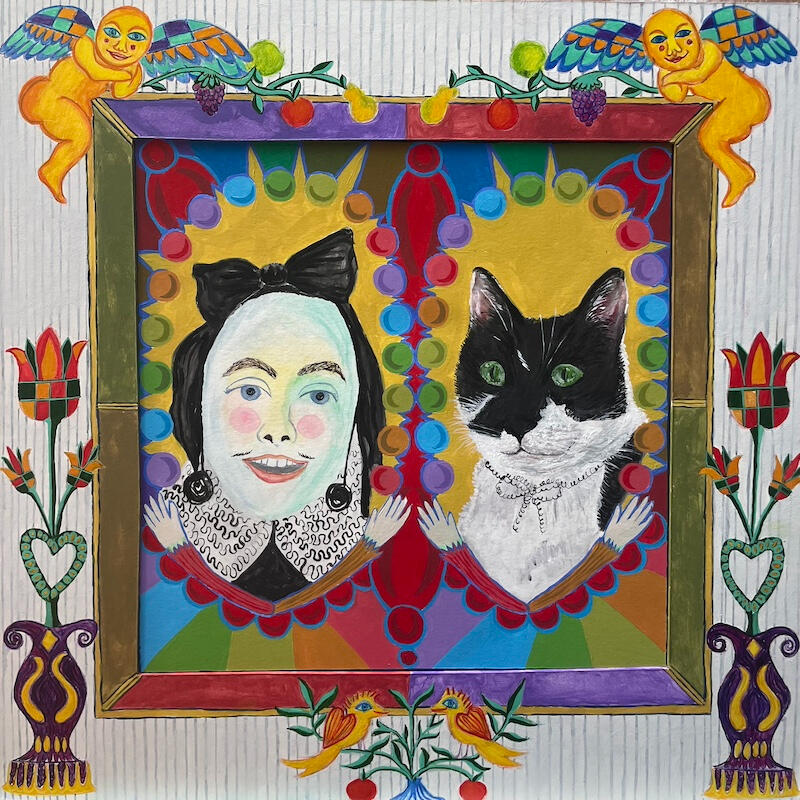 Clown Portrait with Folk Art Frame